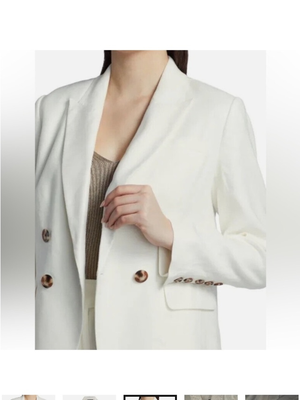 Elie Tahari Soft White Double-Breasted Blazer with Tortoiseshell Buttons NWT 12 - Picture 2 of 10